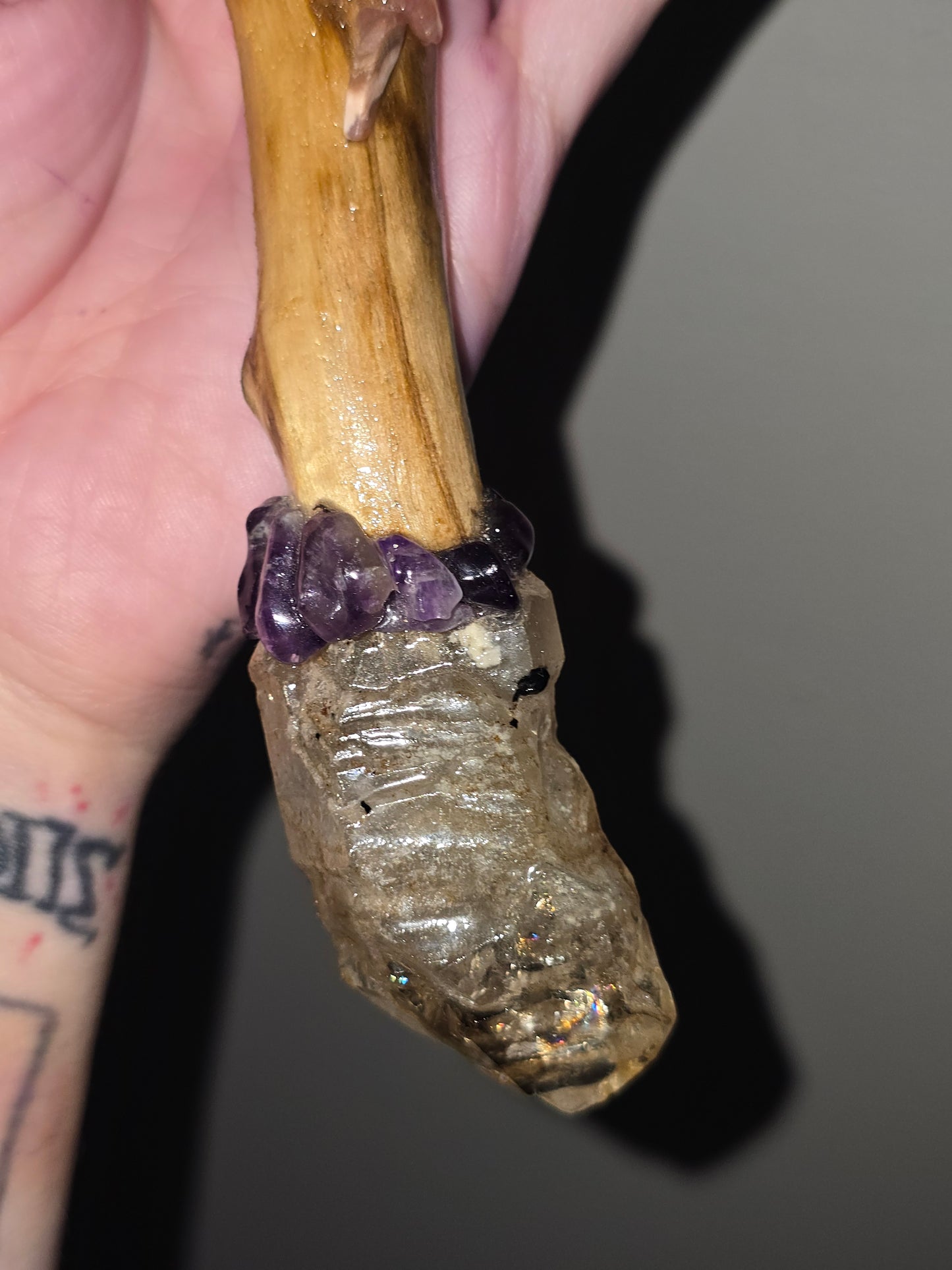 Handmade Crystal Wand | Lepidolite Moon & Mixed Crystals