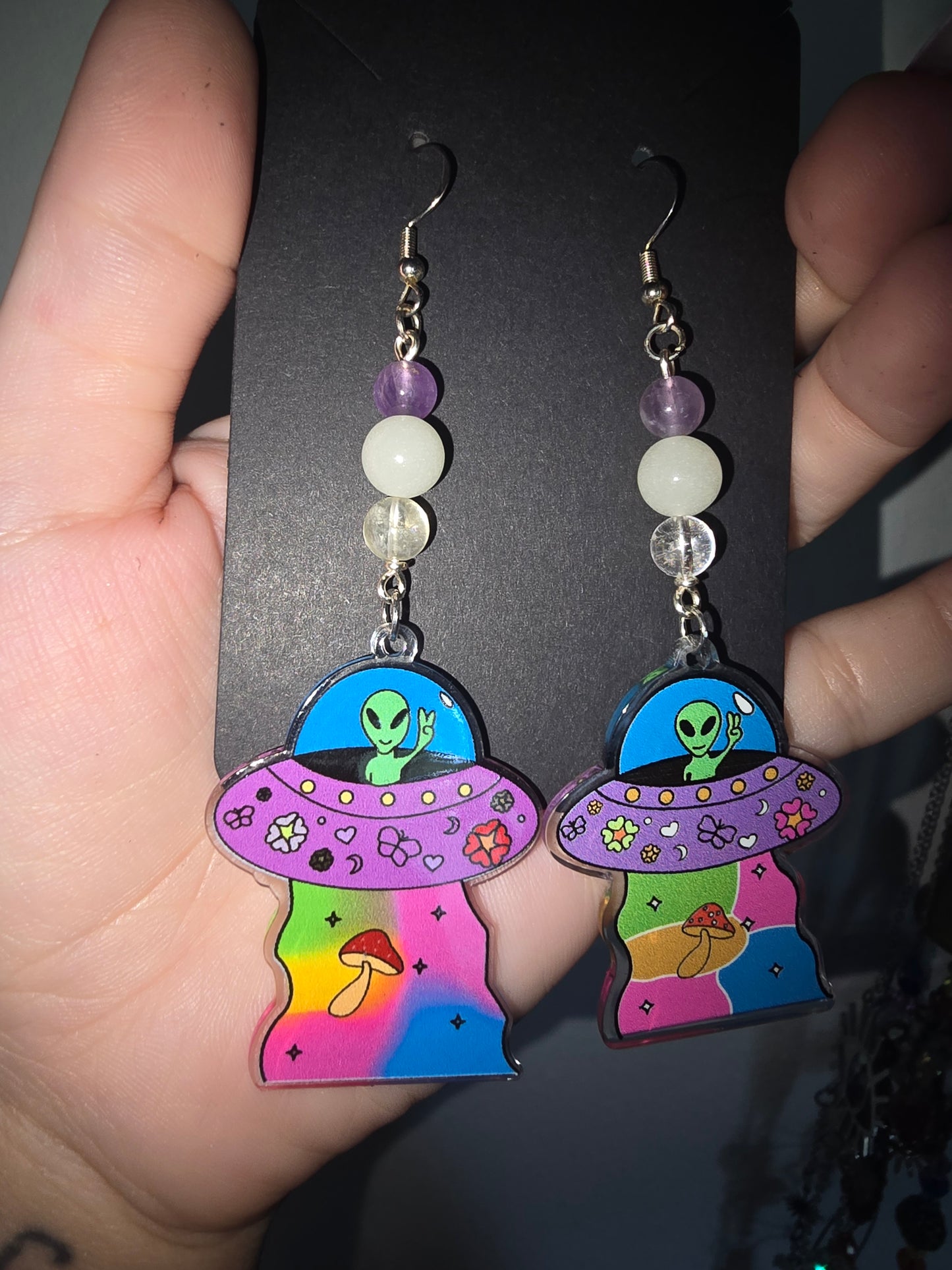 Amethyst Glow Alien Earrings 925