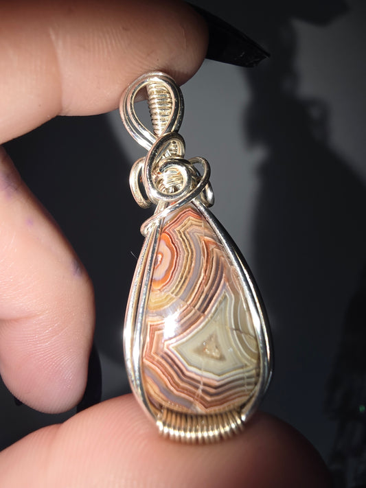 Lace Agate Wrapped Pendant