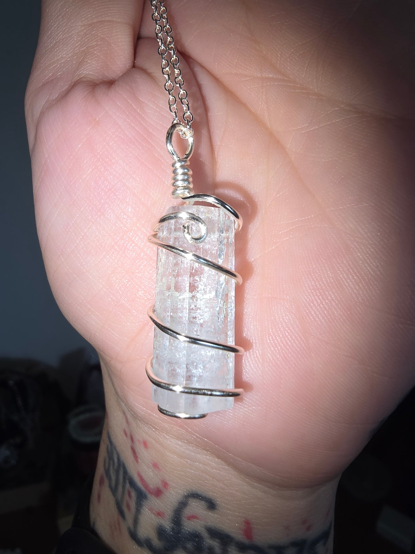 Aquamarine Bar Wrapped Pendant