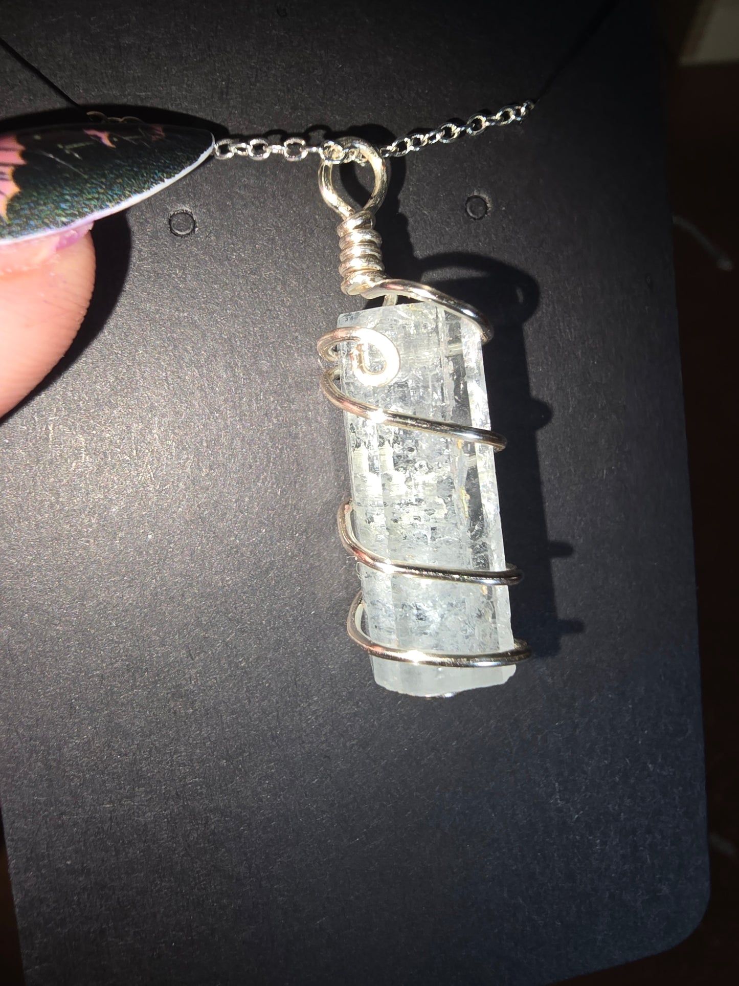 Aquamarine Bar Wrapped Pendant