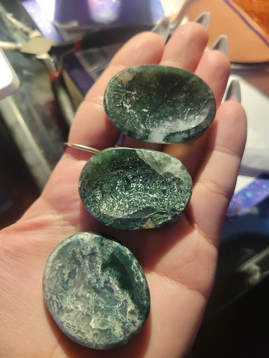 Moss Agate Worry Stone