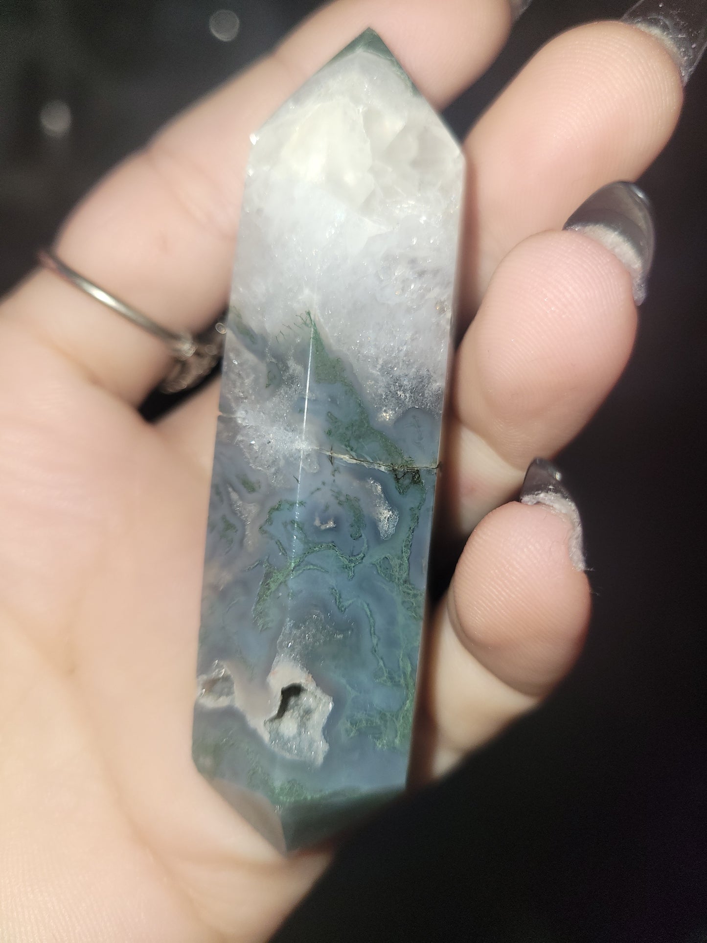 Moss Agate Double Point