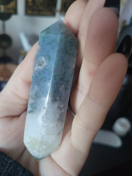 Moss Agate Double Point