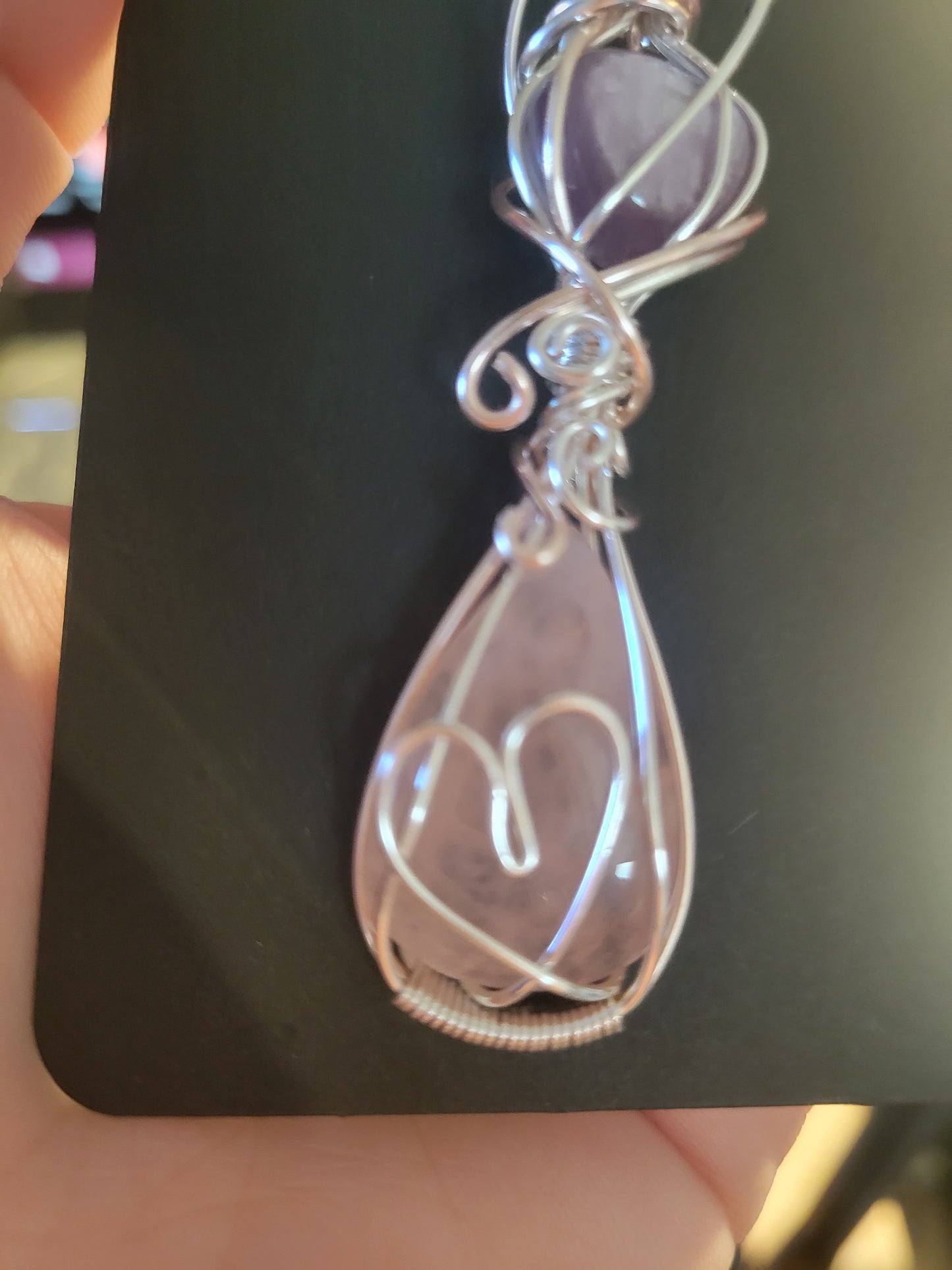 Rose Quartz & Gem Lepidolite Heart