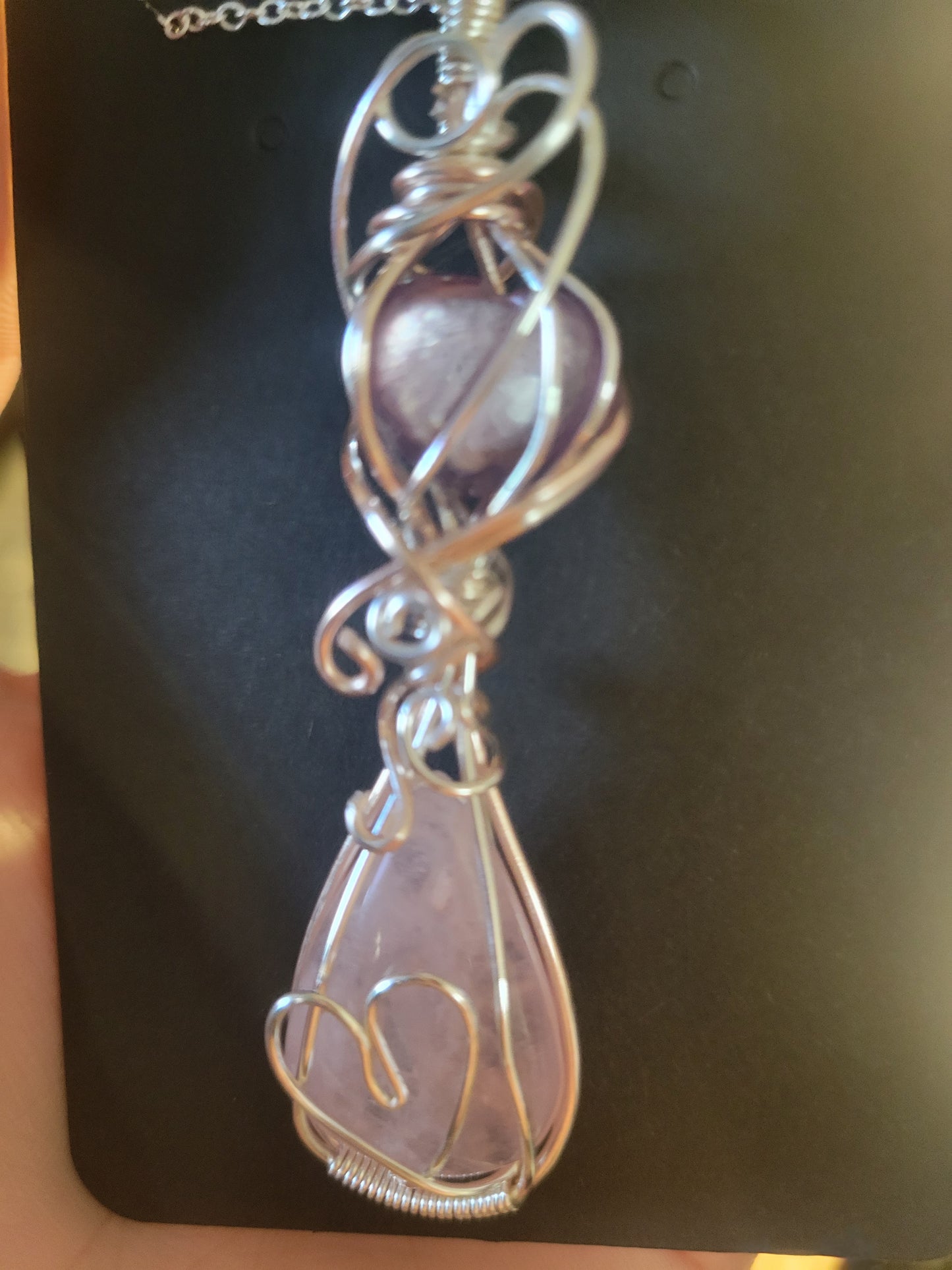 Rose Quartz & Gem Lepidolite Heart