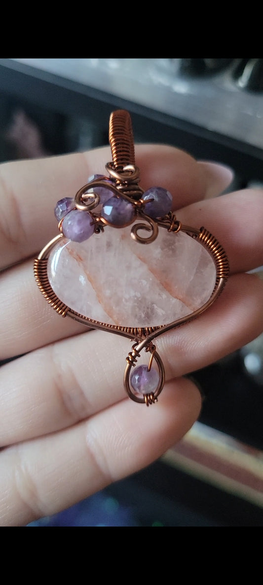 Fire Quartz & Amethyst Pendant