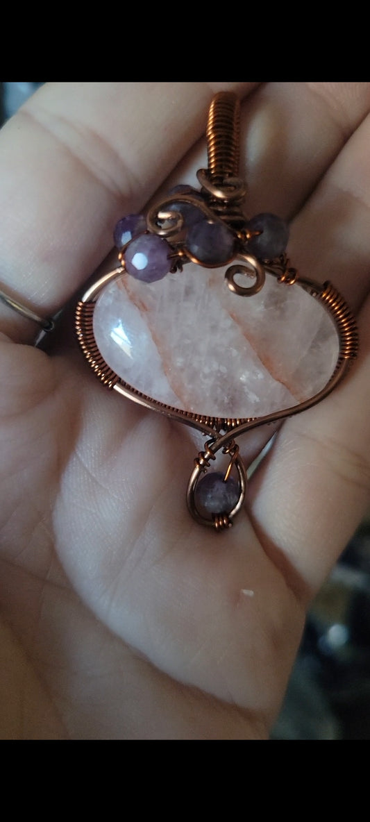 Fire Quartz & Amethyst Pendant