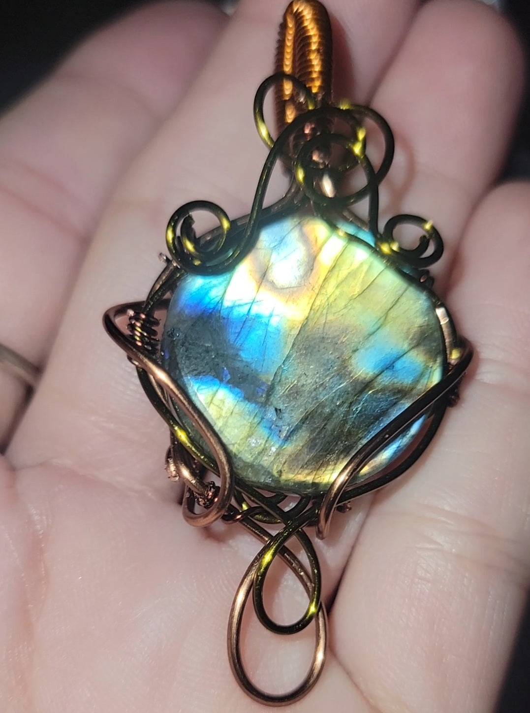 Labradorite Wrapped Pendant in Copper