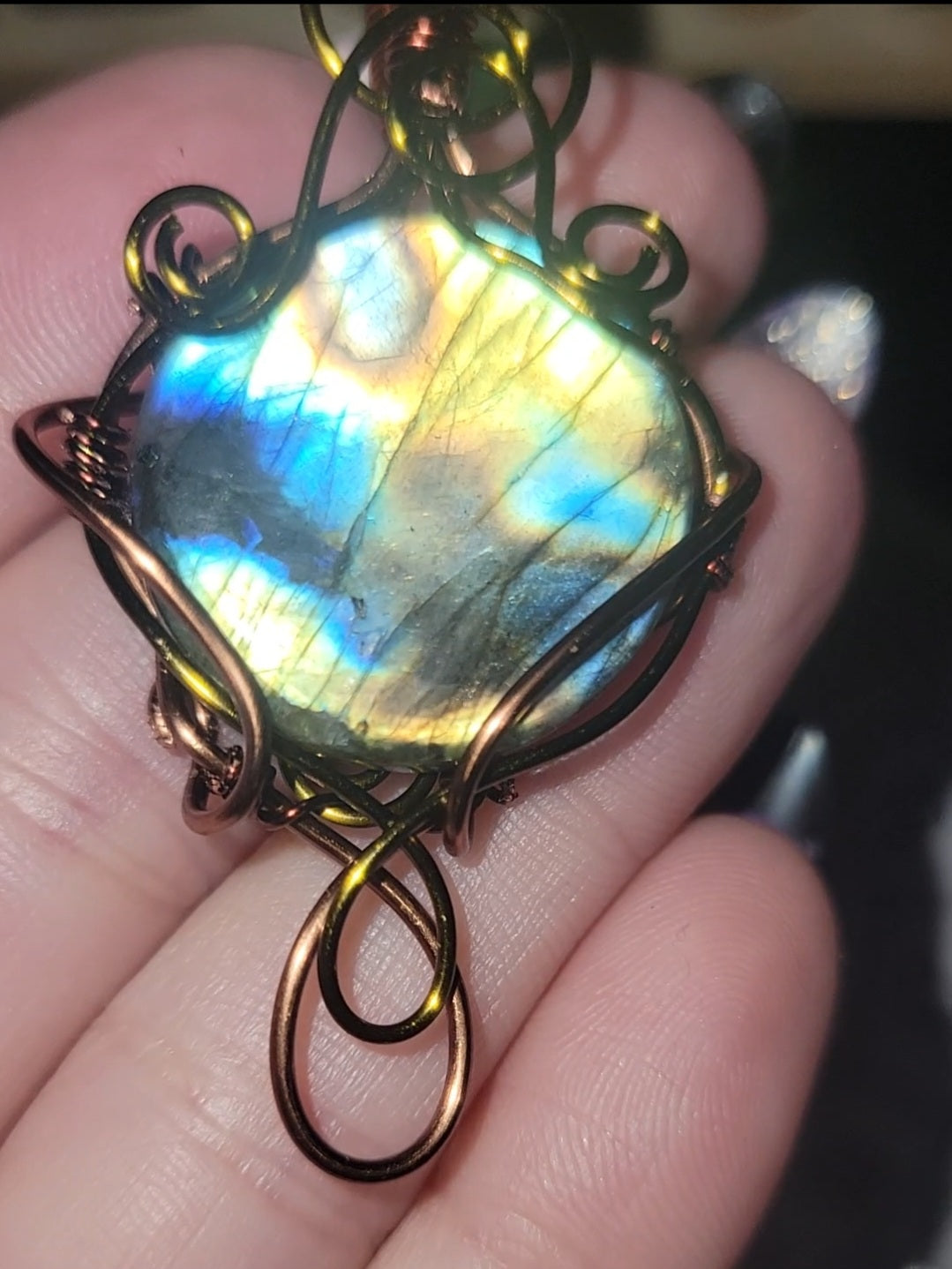 Labradorite Wrapped Pendant in Copper