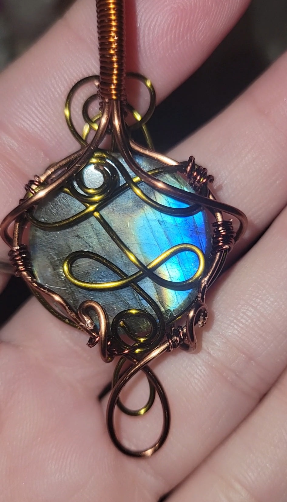 Labradorite Wrapped Pendant in Copper