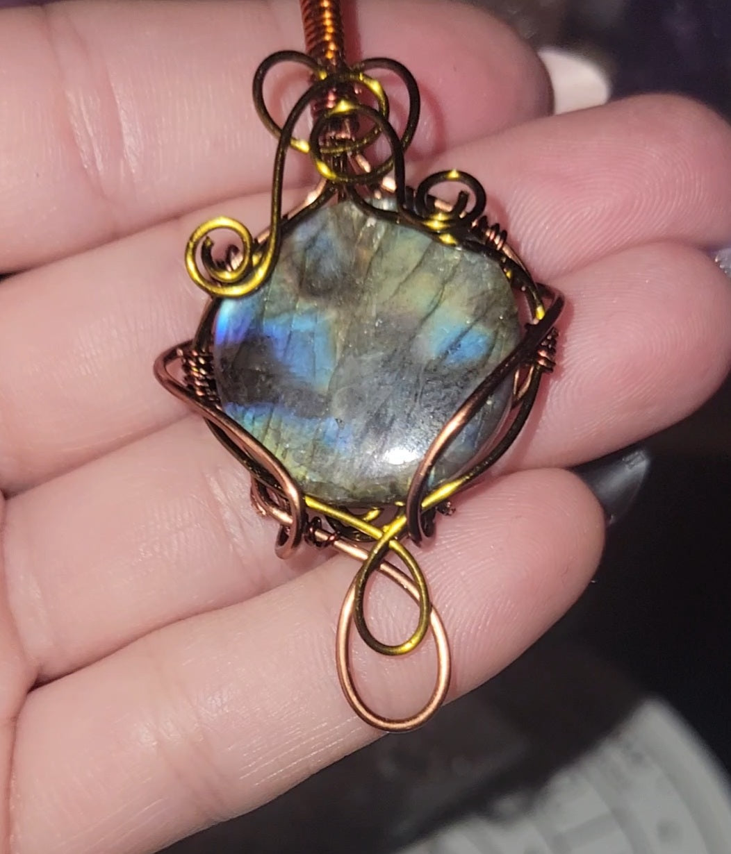 Labradorite Wrapped Pendant in Copper