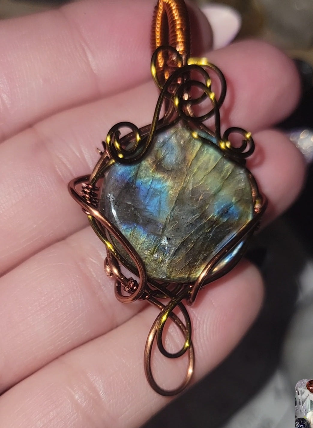 Labradorite Wrapped Pendant in Copper