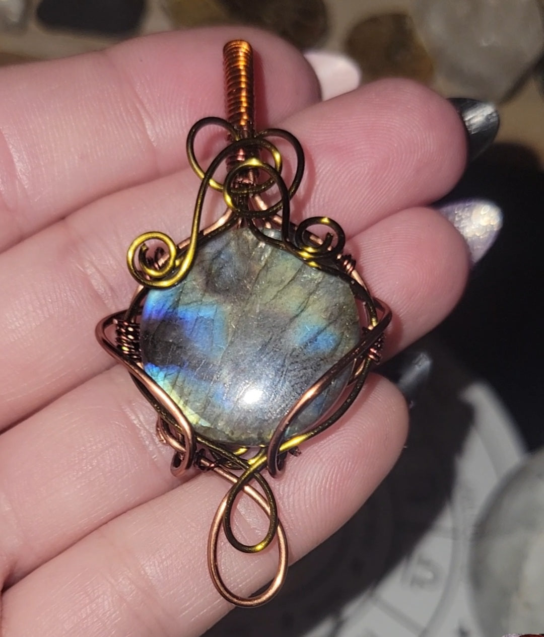 Labradorite Wrapped Pendant in Copper