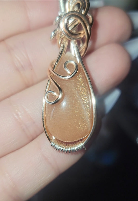 Sunstone Rose Gold/Silver Plate Pendant