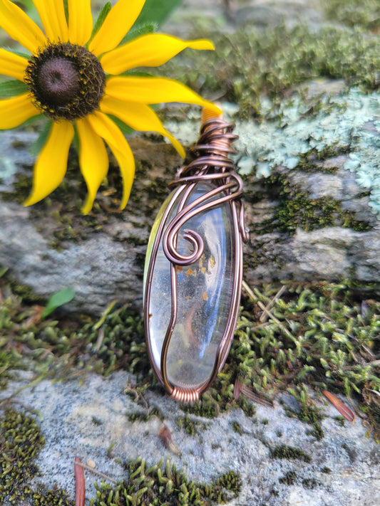 Garden Quartz Lodilite Wire Wrapped Necklace Pendant Wire Wrap