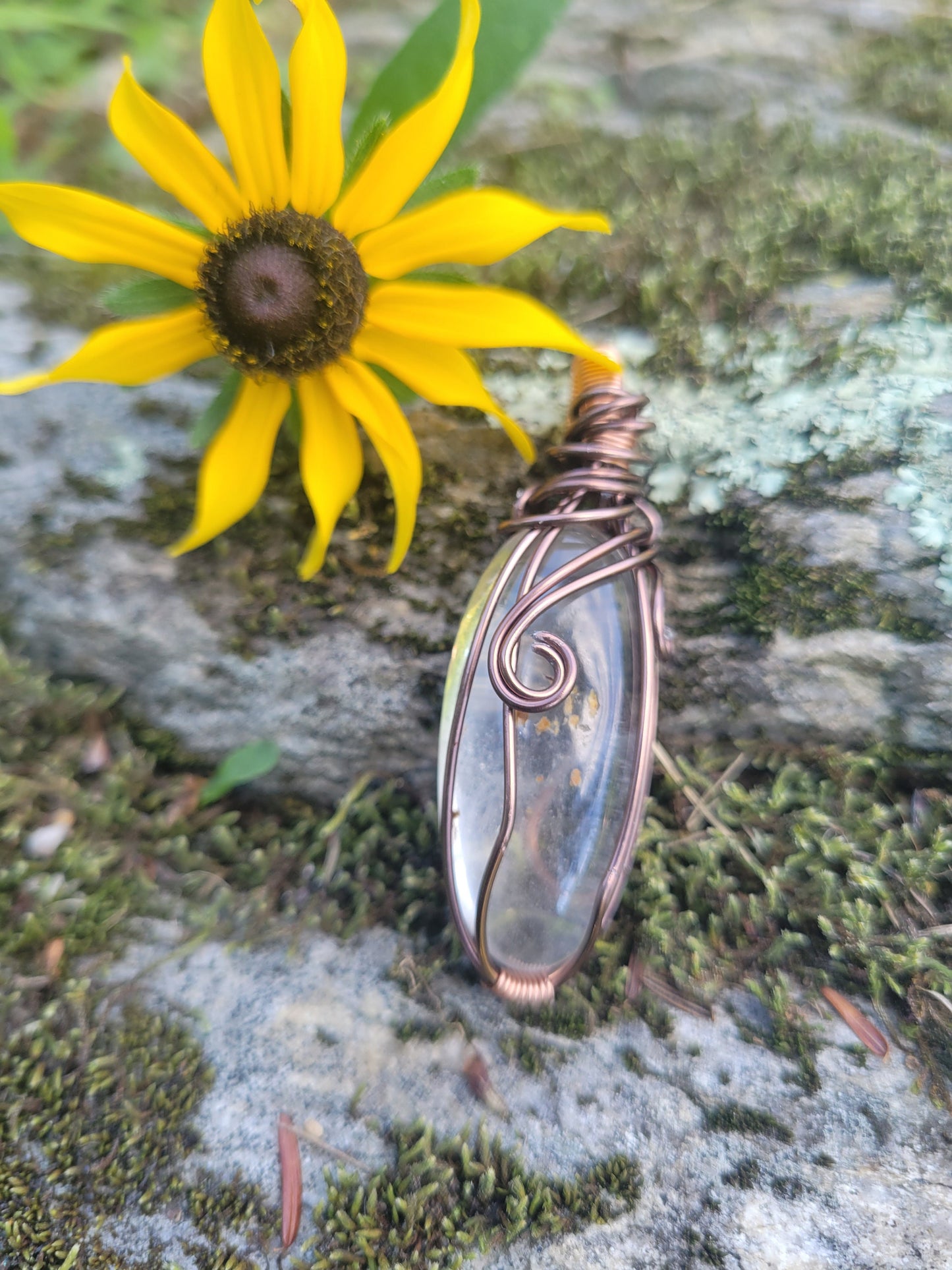 Garden Quartz Lodilite Wire Wrapped Necklace Pendant Wire Wrap