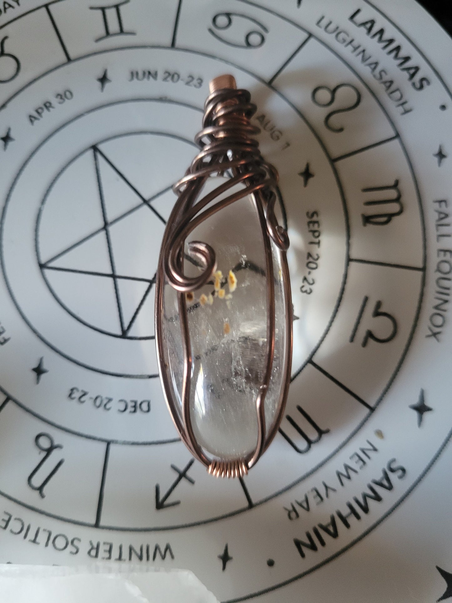 Garden Quartz Lodilite Wire Wrapped Necklace Pendant Wire Wrap