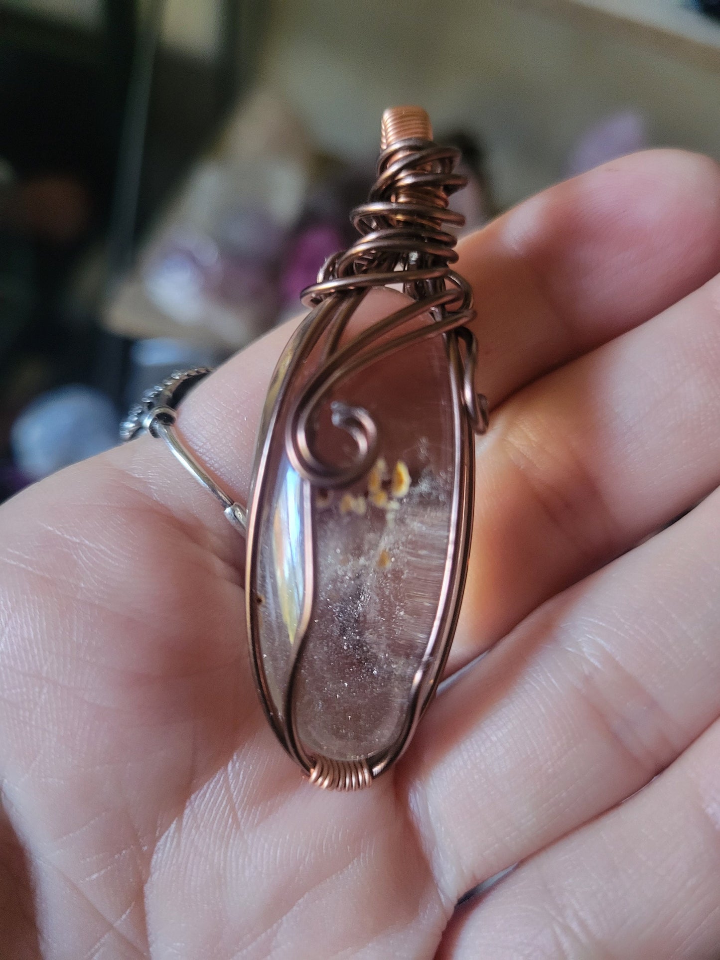 Garden Quartz Lodilite Wire Wrapped Necklace Pendant Wire Wrap