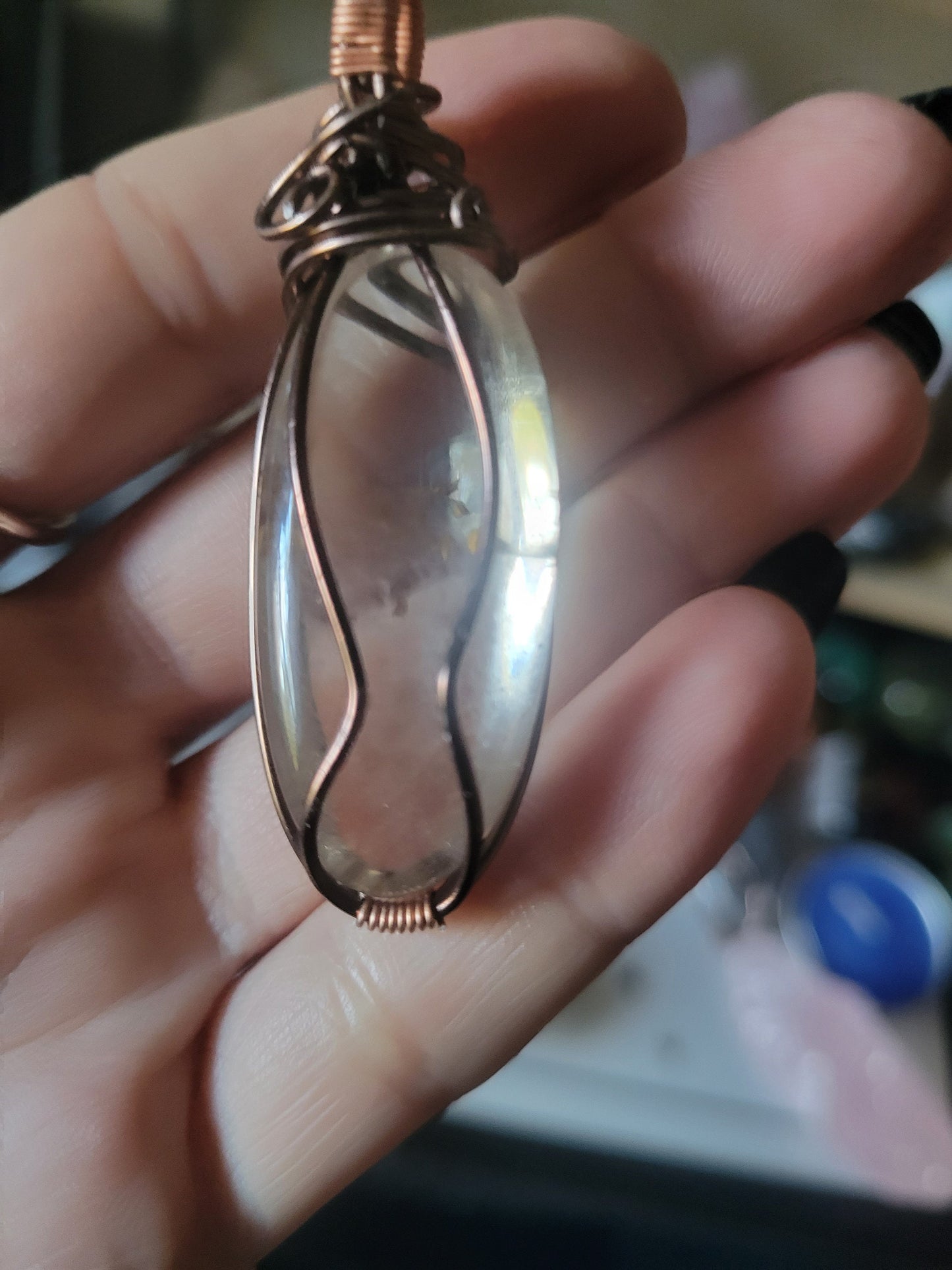 Garden Quartz Lodilite Wire Wrapped Necklace Pendant Wire Wrap